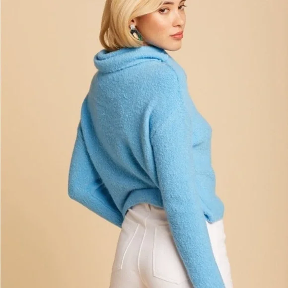 Free People Women's Stormy Cowl Neck Pullover, Size M, Blue - Picture 3 of 10